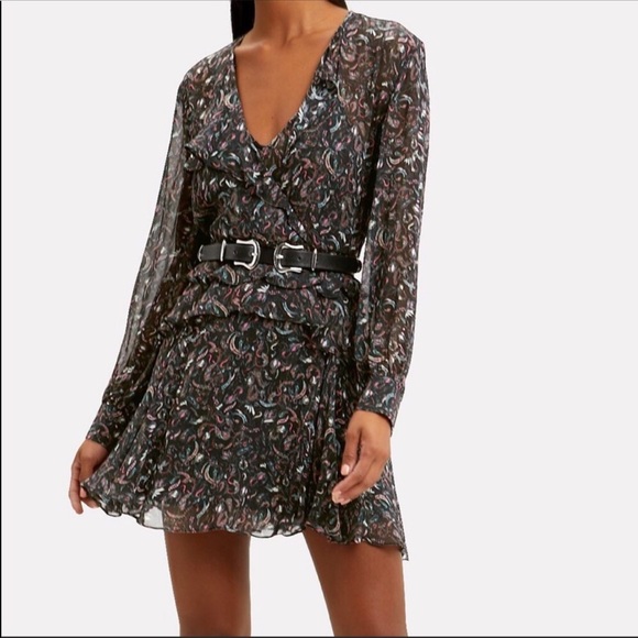 IRO Dresses & Skirts - Iro Black Honess Printed Tiered Mini Dress 34 2